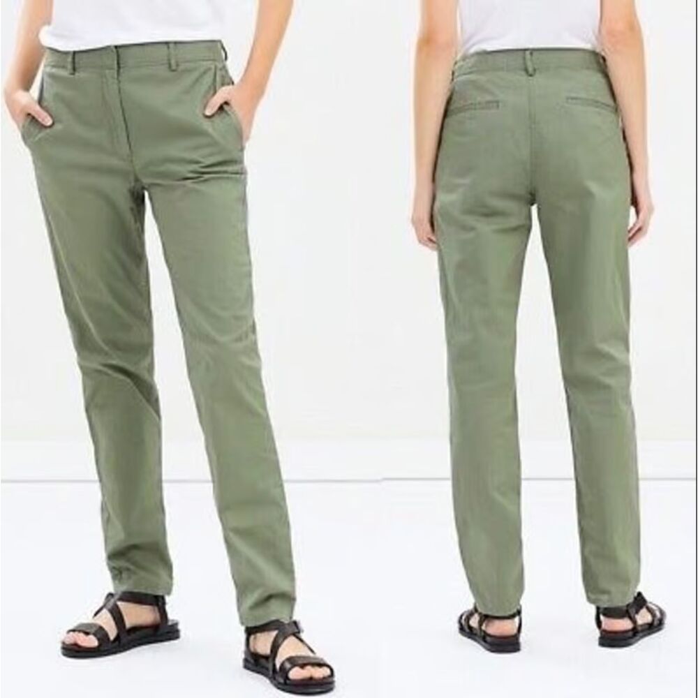 Theory Womens 0 Boyfriend Casual Twill Chino Pants Olive Green VGUC minimalism